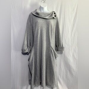Robbie Bee Ribbed Cowl Neck Sweater Dress – Light Gray | 3X